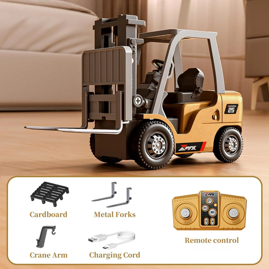 MicroCrew™ Mini RC Construction Series – Pocket Dump Truck, Excavator & Forklift Set