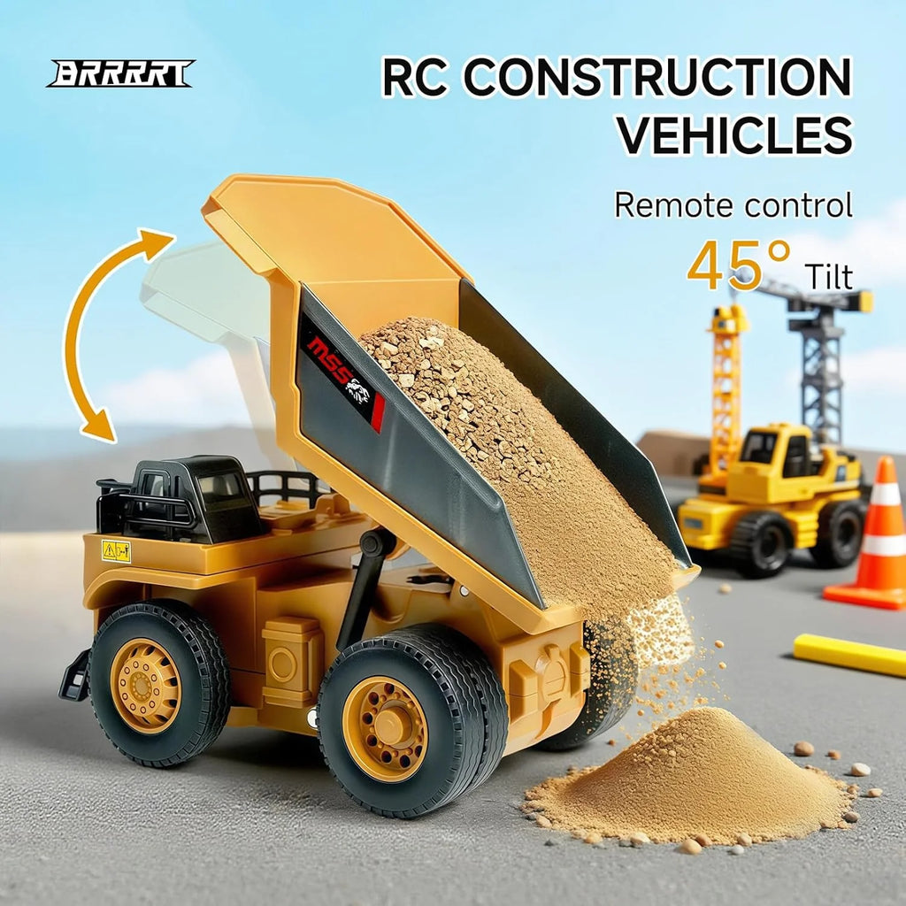 MicroCrew™ Mini RC Construction Series – Pocket Dump Truck, Excavator & Forklift Set